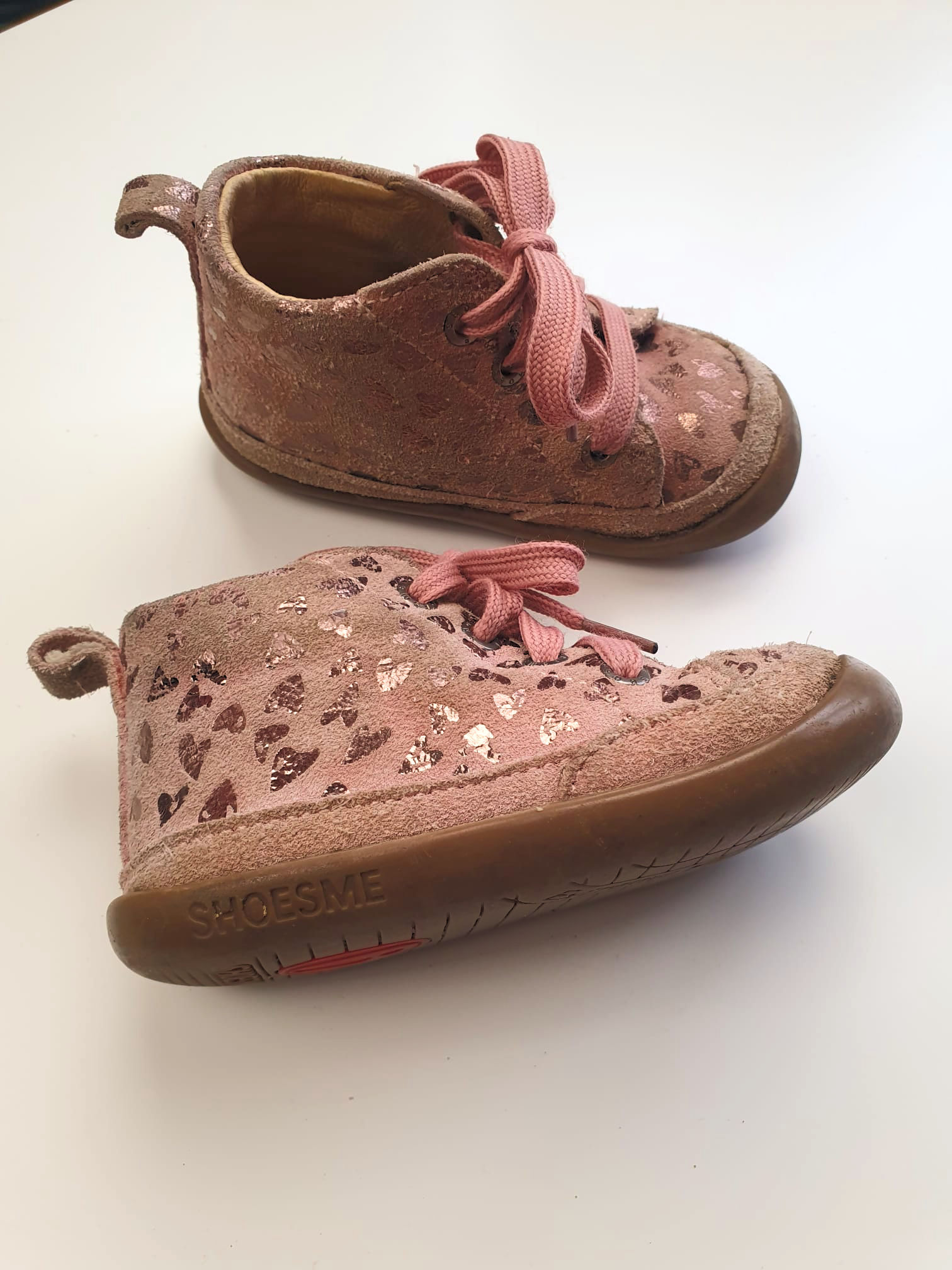 Roze Leren 1e Schoentjes | Shoesme | Schoenmaat 21 & 23