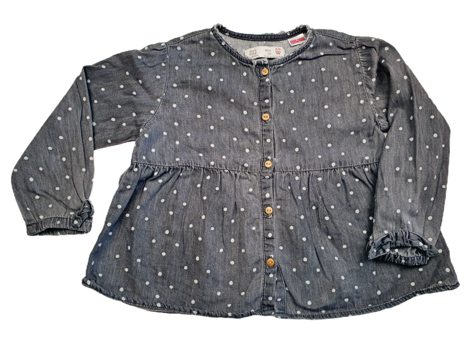 Donkergrijze Gestippelde Blouse | Zara | Maat 98