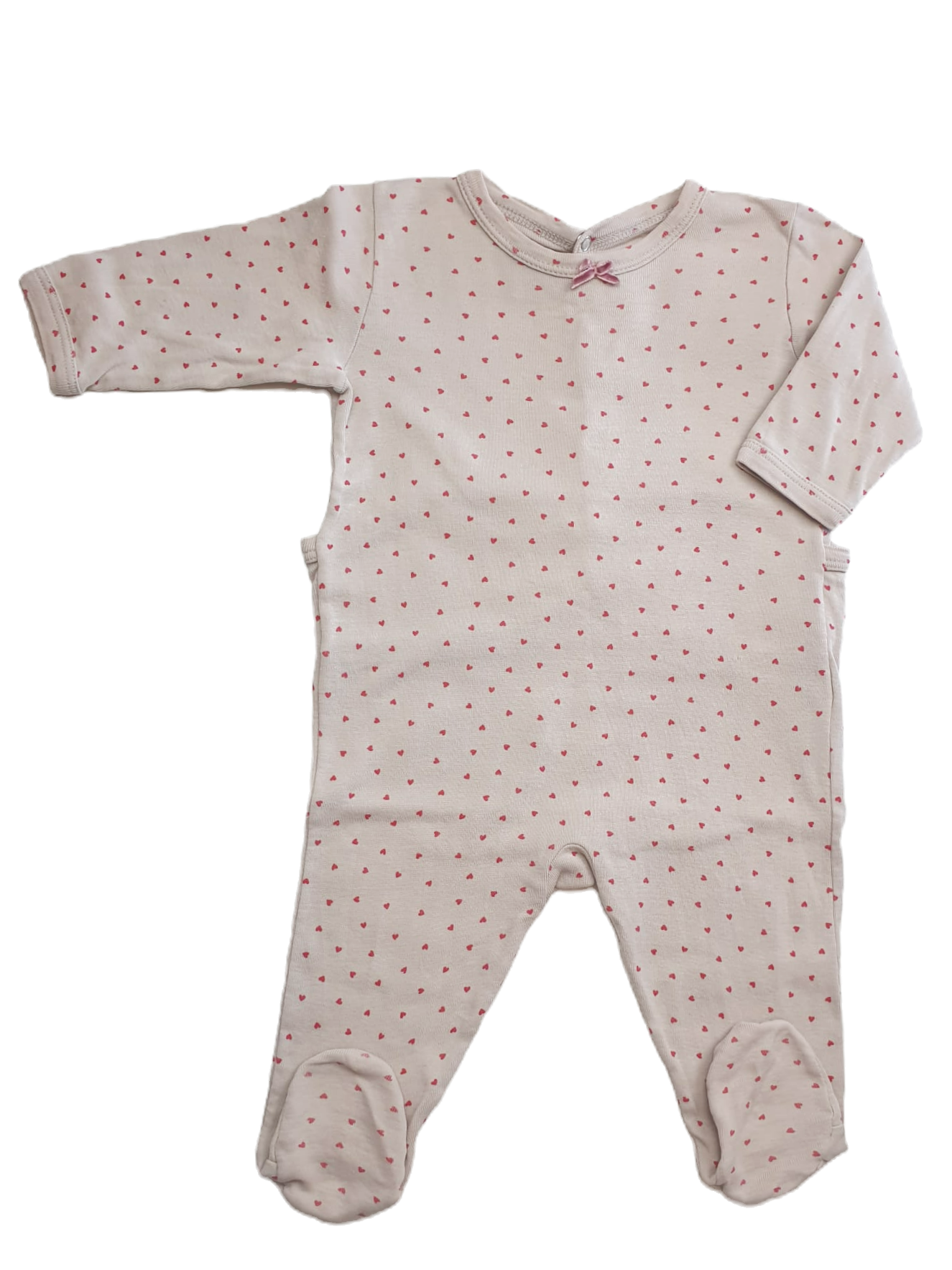 Beige Boxpakje 'hartjes' | Petit Bateau | Maat 60 cm