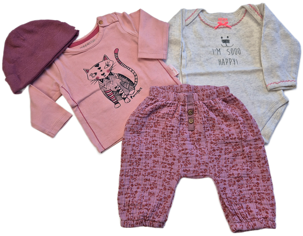 Thumbnail: Lief, Roze/Paars Kledingsetje | KLOFFIE | Maat 50/56