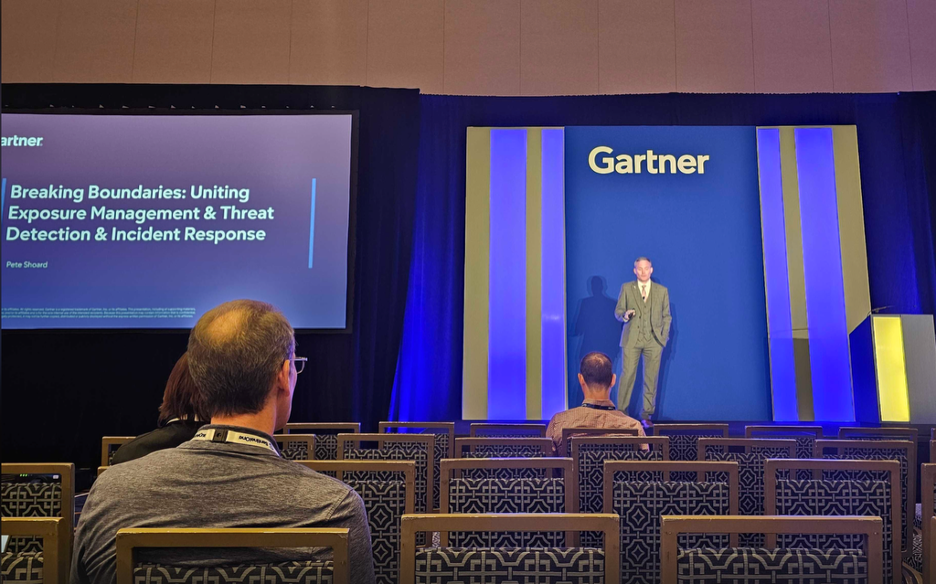 Gartner SRM 2026 「Breaking Boundaries: Uniting Exposure Management and Threat Detection and Incident Response」 session by Pete Shoard.