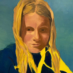 Work in progress, oil on circular wood board, approximately 80cm