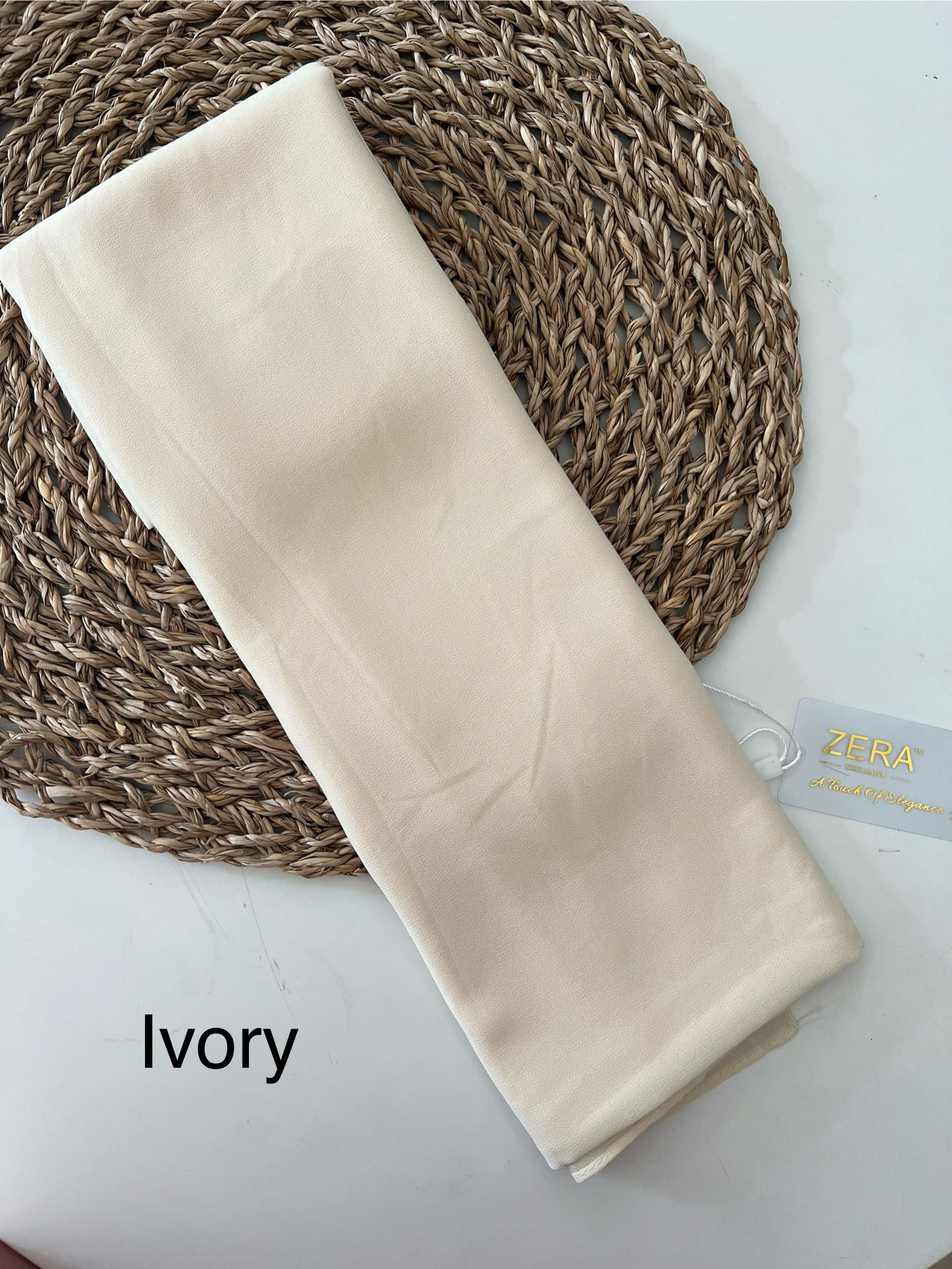 ZERA Malaysian Heavy Chiffon Hijab Ivory 