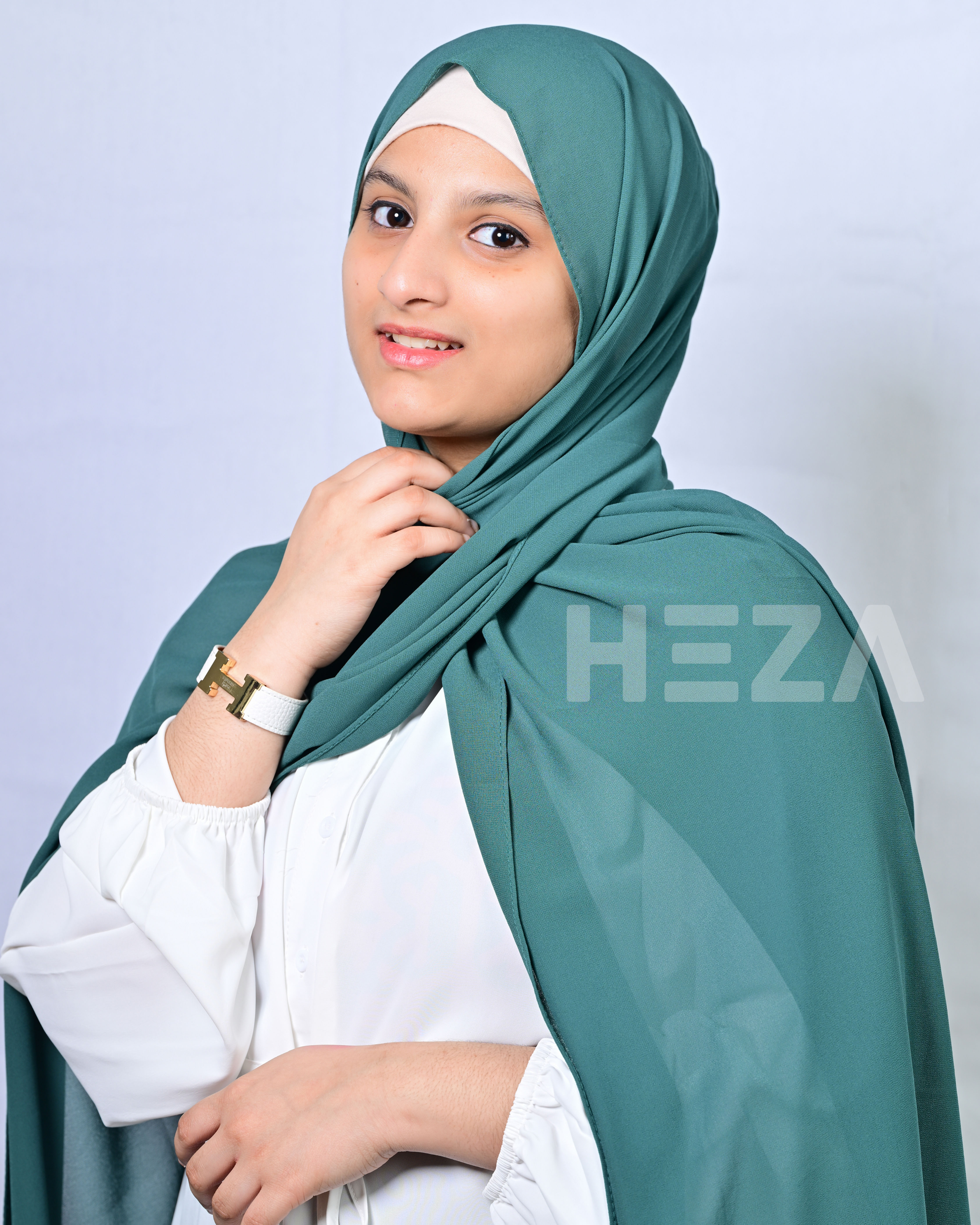 HEZA Malaysian Heavy Chiffon Hijab Teal Blue