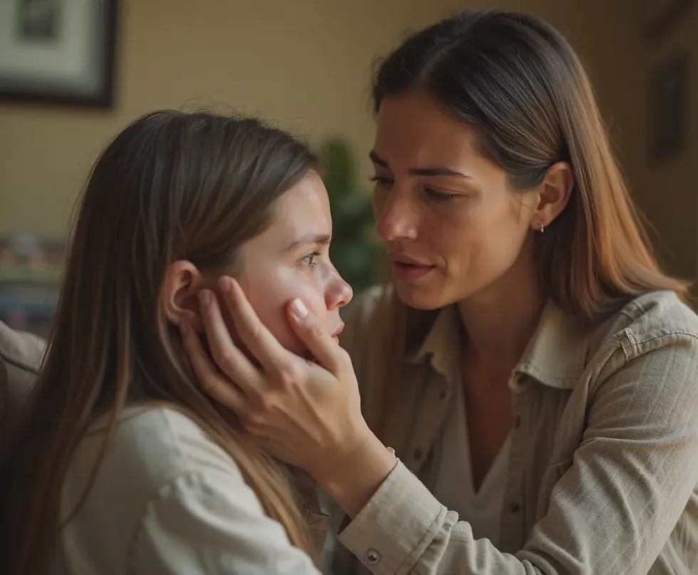 אשה מחזיקה פנים של יל