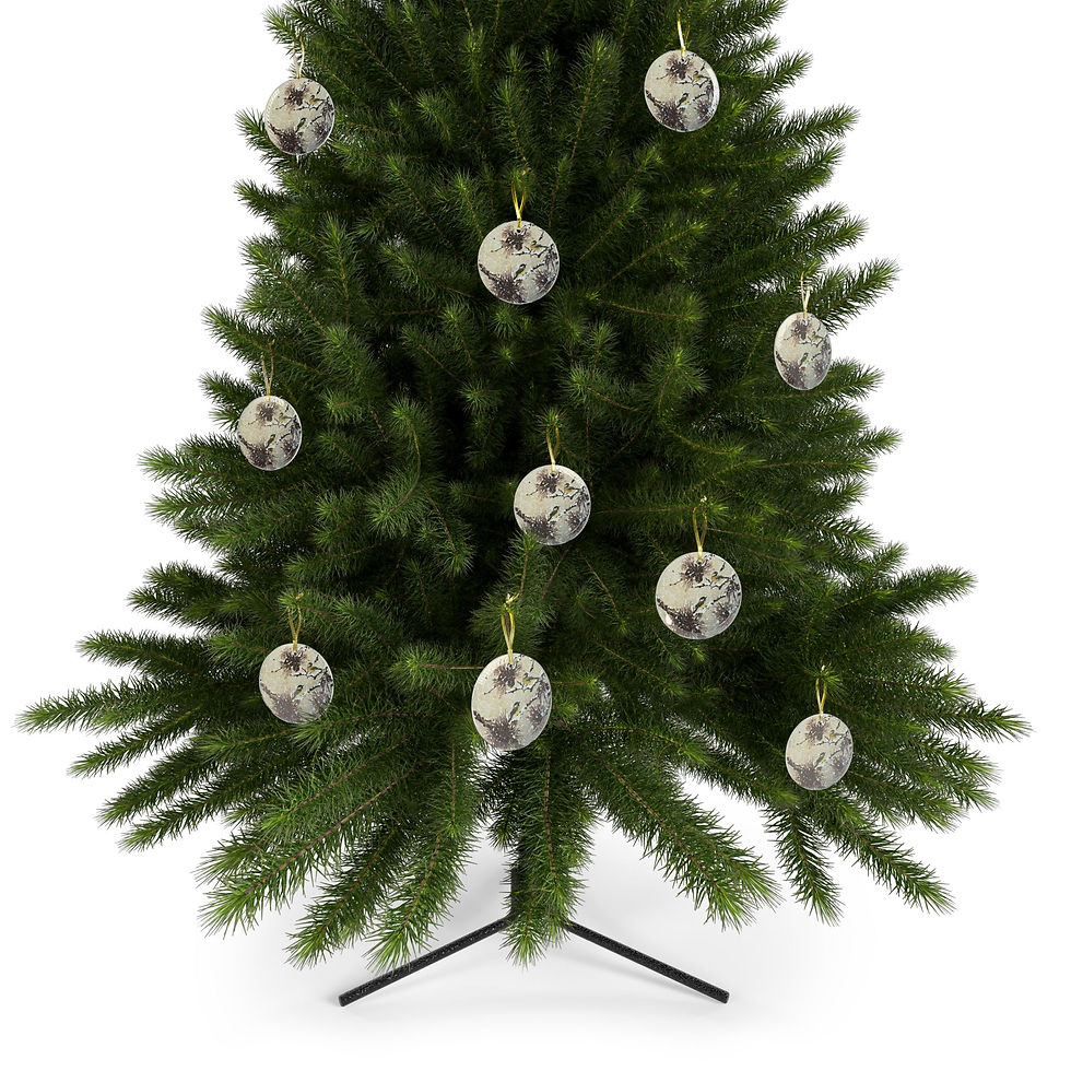 Thumbnail: Pine Cone & Chickadee -Glass Ornaments