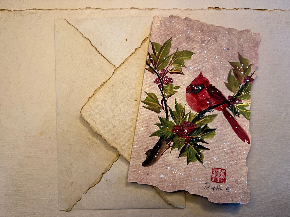 Thumbnail: Holly and Cardinal- Vintage Card
