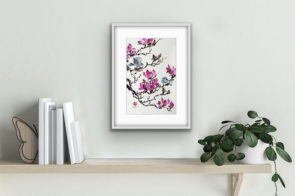 Thumbnail: Spring Rest- Magnolias Chinese brush painting