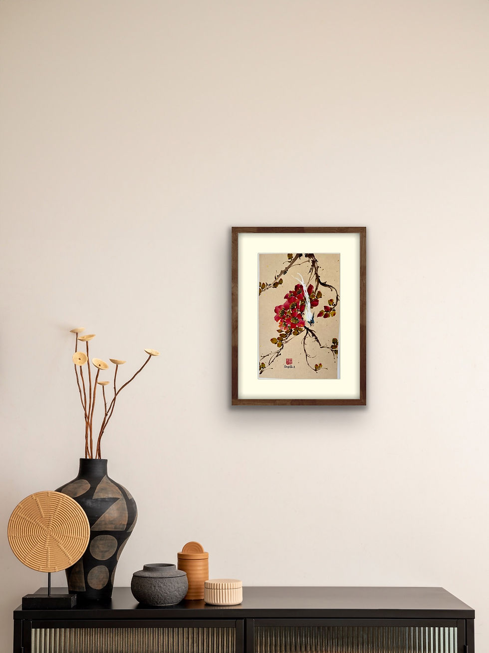 Thumbnail: Resting Grace- Kapok & Bird Chinese brush painting