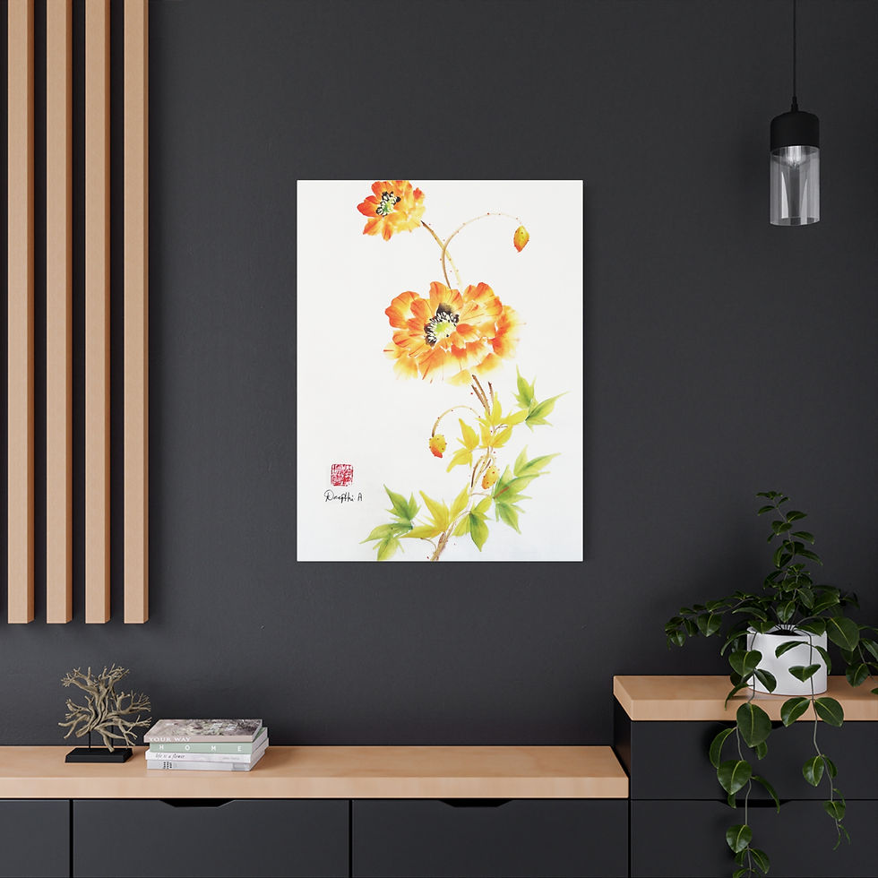 Thumbnail: Matte Canvas, Stretched, 1.25"- Poppies