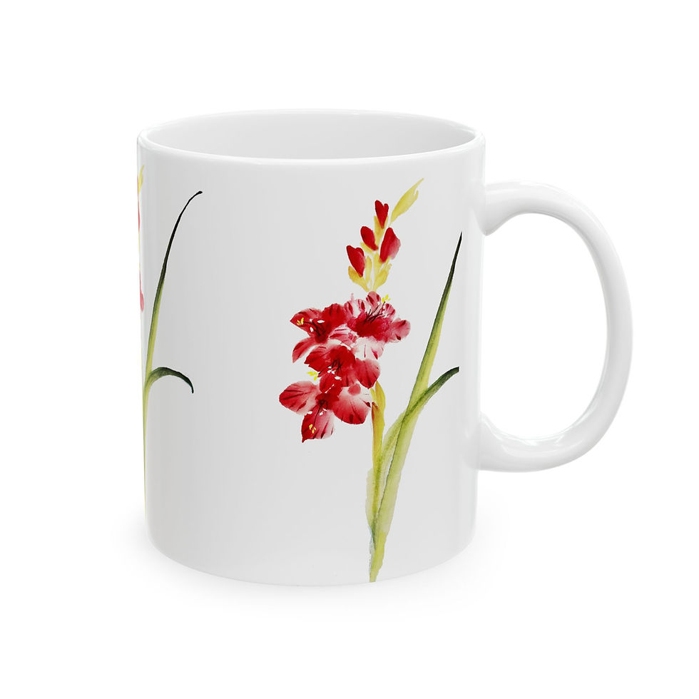 Thumbnail: Gladiolus- Fine Art Ceramic Mug, (11oz, 15oz)