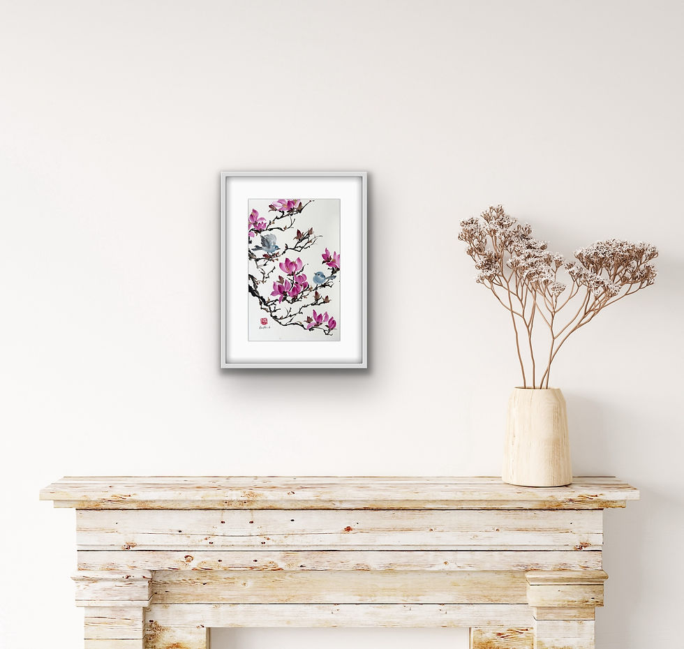Thumbnail: Spring Rest- Magnolias Chinese brush painting