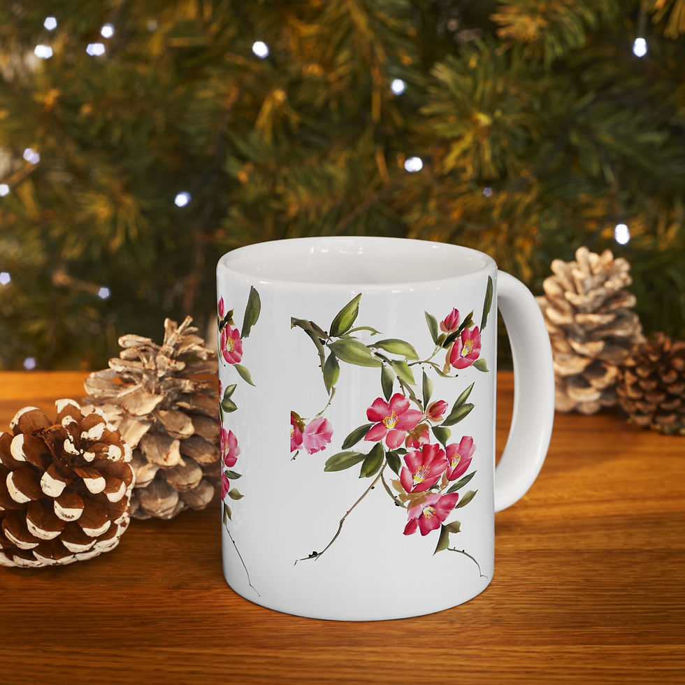 Thumbnail: Camellias- Fine Art Ceramic Mug, (11oz, 15oz)