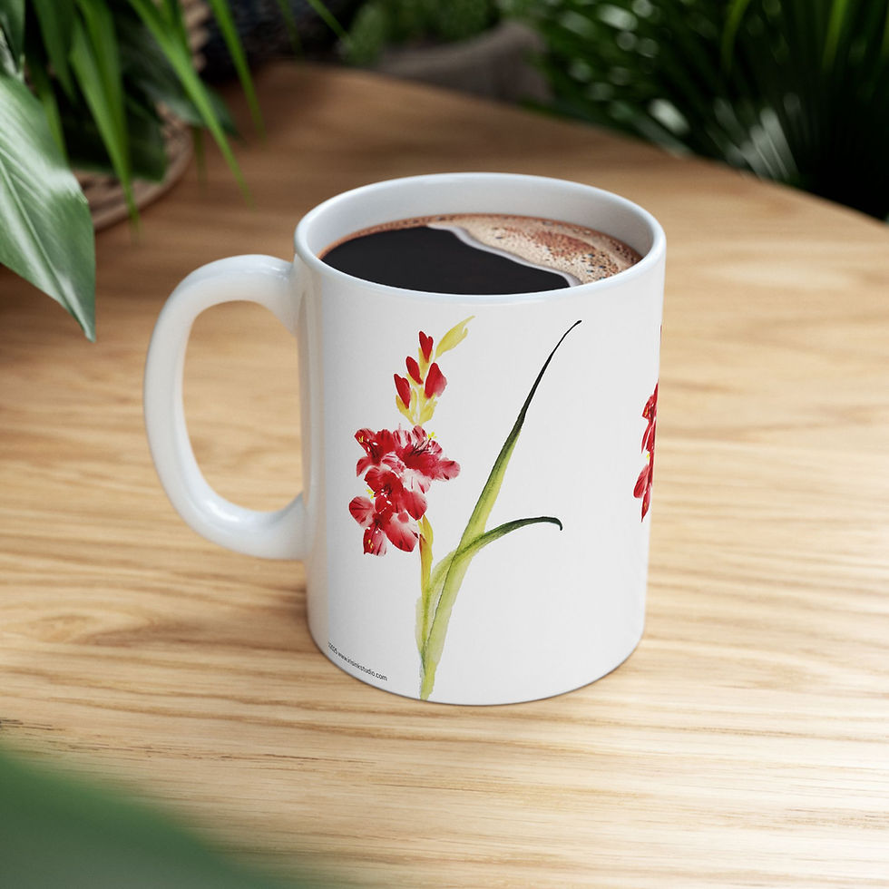Thumbnail: Gladiolus- Fine Art Ceramic Mug, (11oz, 15oz)