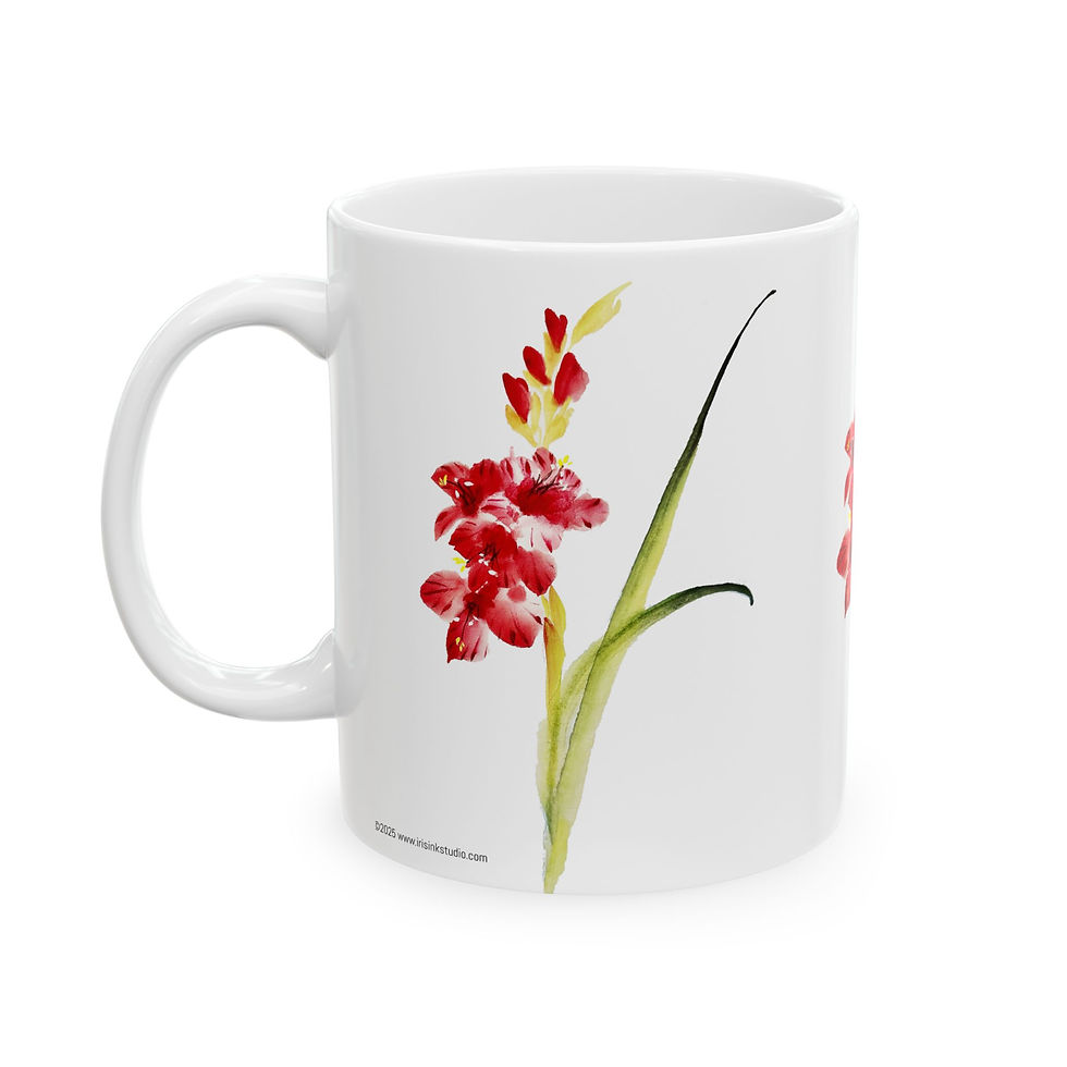 Thumbnail: Gladiolus- Fine Art Ceramic Mug, (11oz, 15oz)