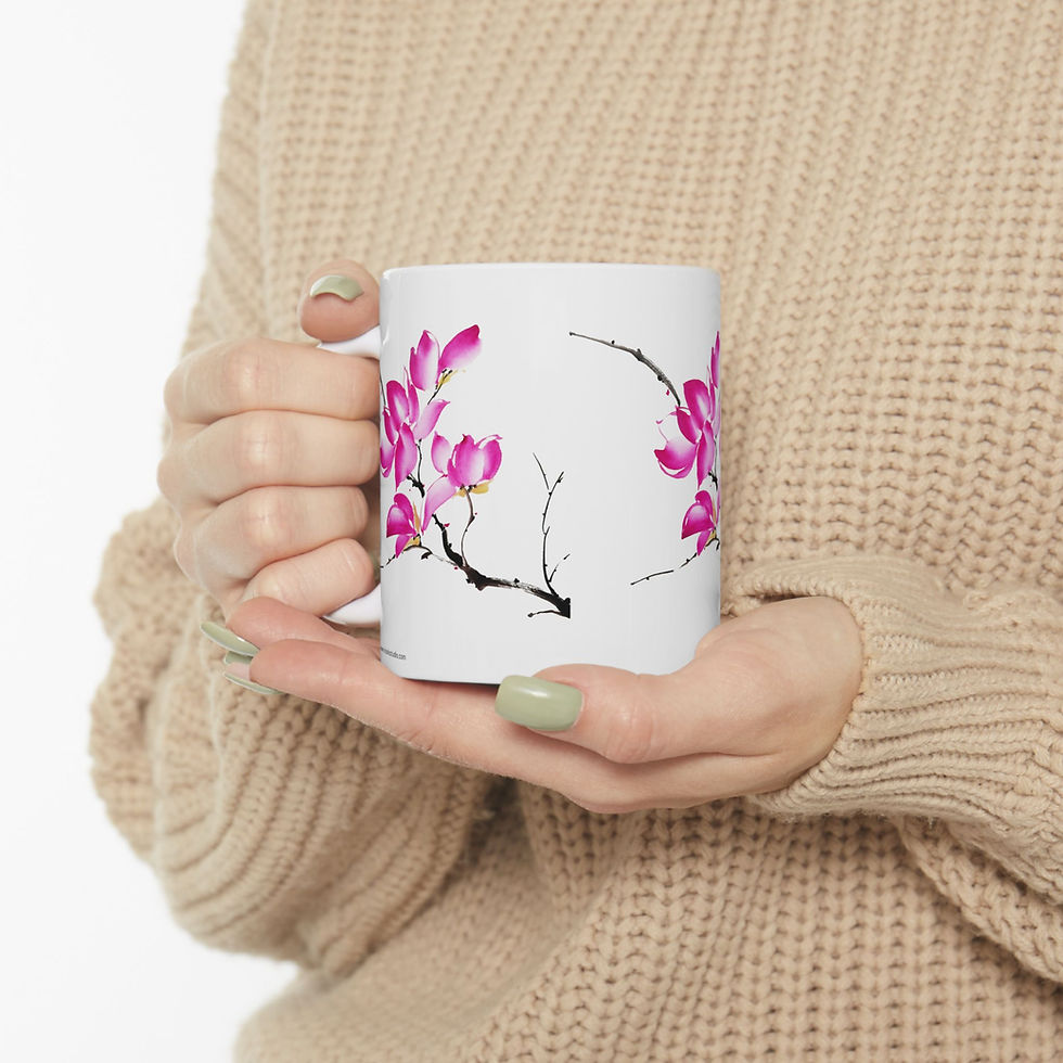 Thumbnail: Magnolia- Fine Art Ceramic Mug, (11oz,15oz)