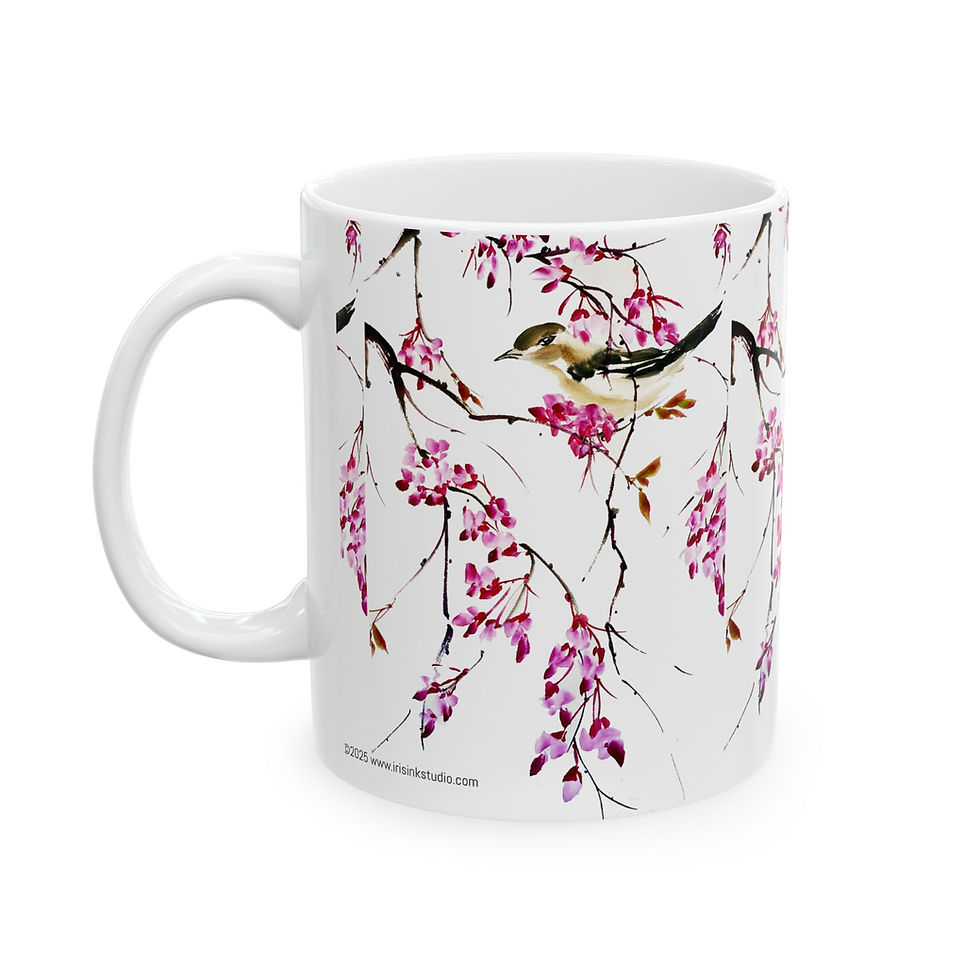 Thumbnail: Weeping blossoms & bird- Fine Art Ceramic Mug, (11oz)