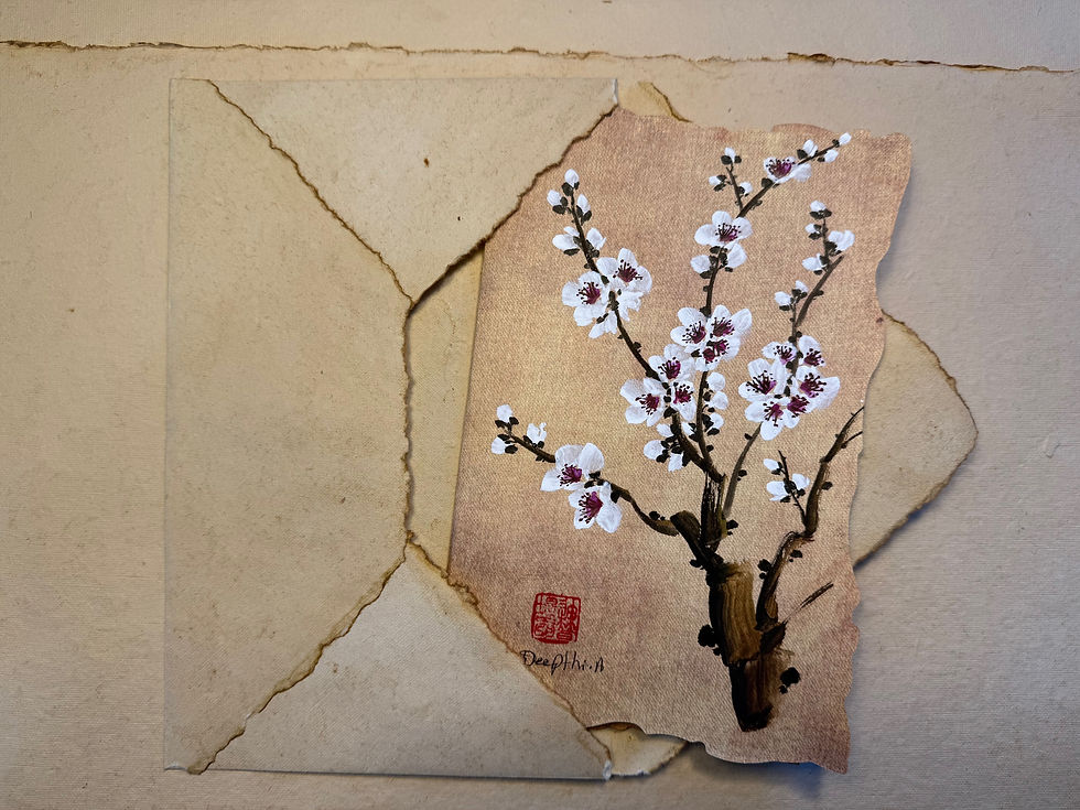 Thumbnail: Plum Blossoms- Vintage Card- 1 in stock