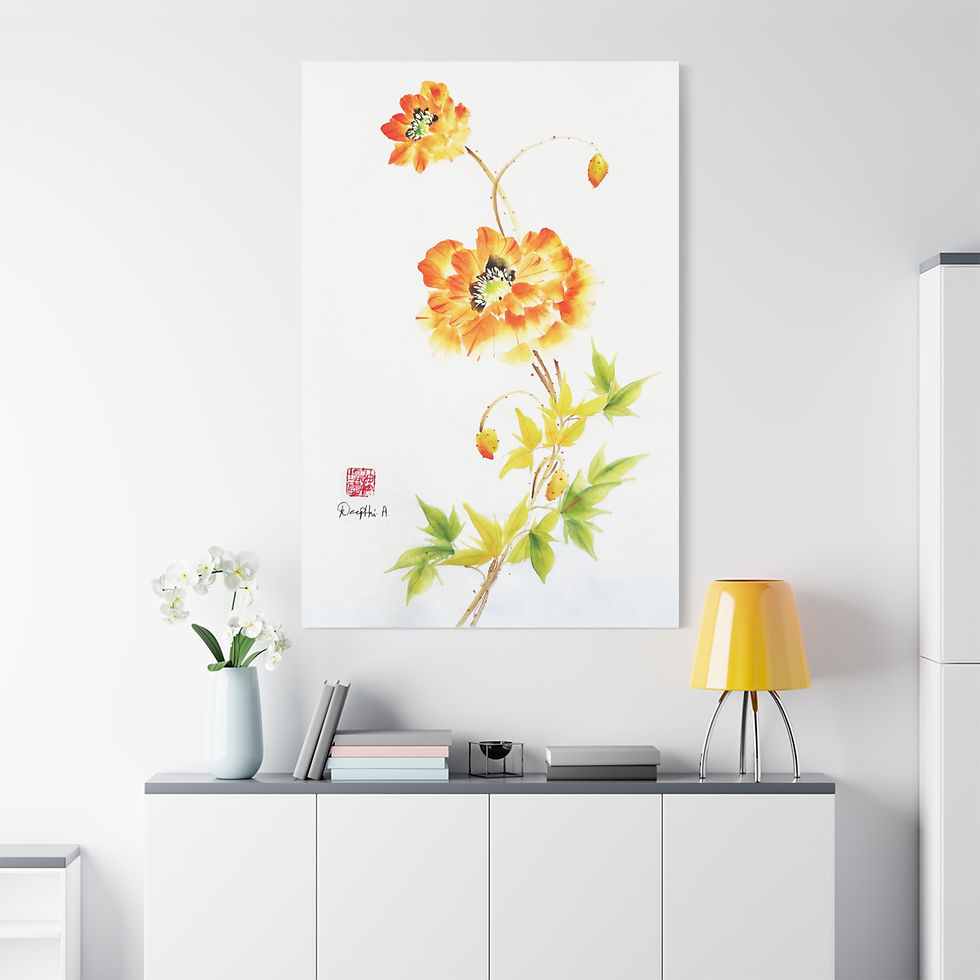 Thumbnail: Matte Canvas, Stretched, 1.25"- Poppies