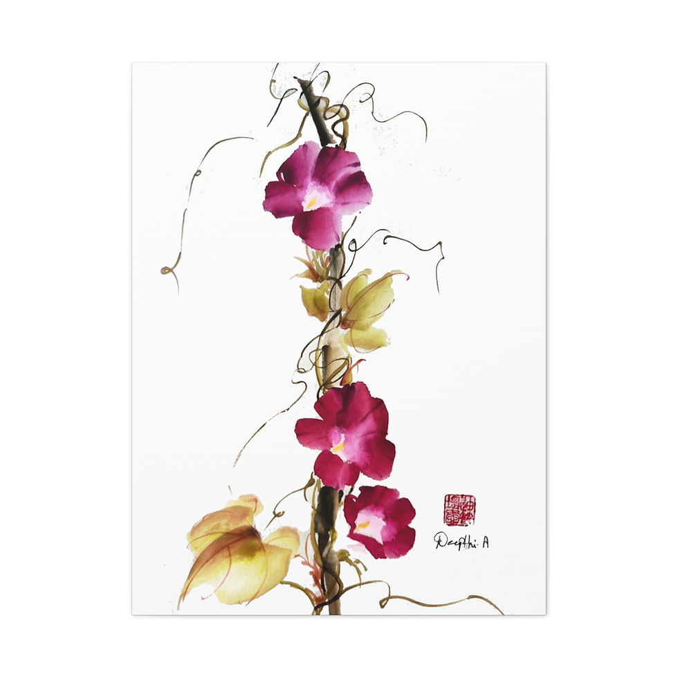 Thumbnail: Matte Canvas, Stretched, 1.25"- Morning Glories