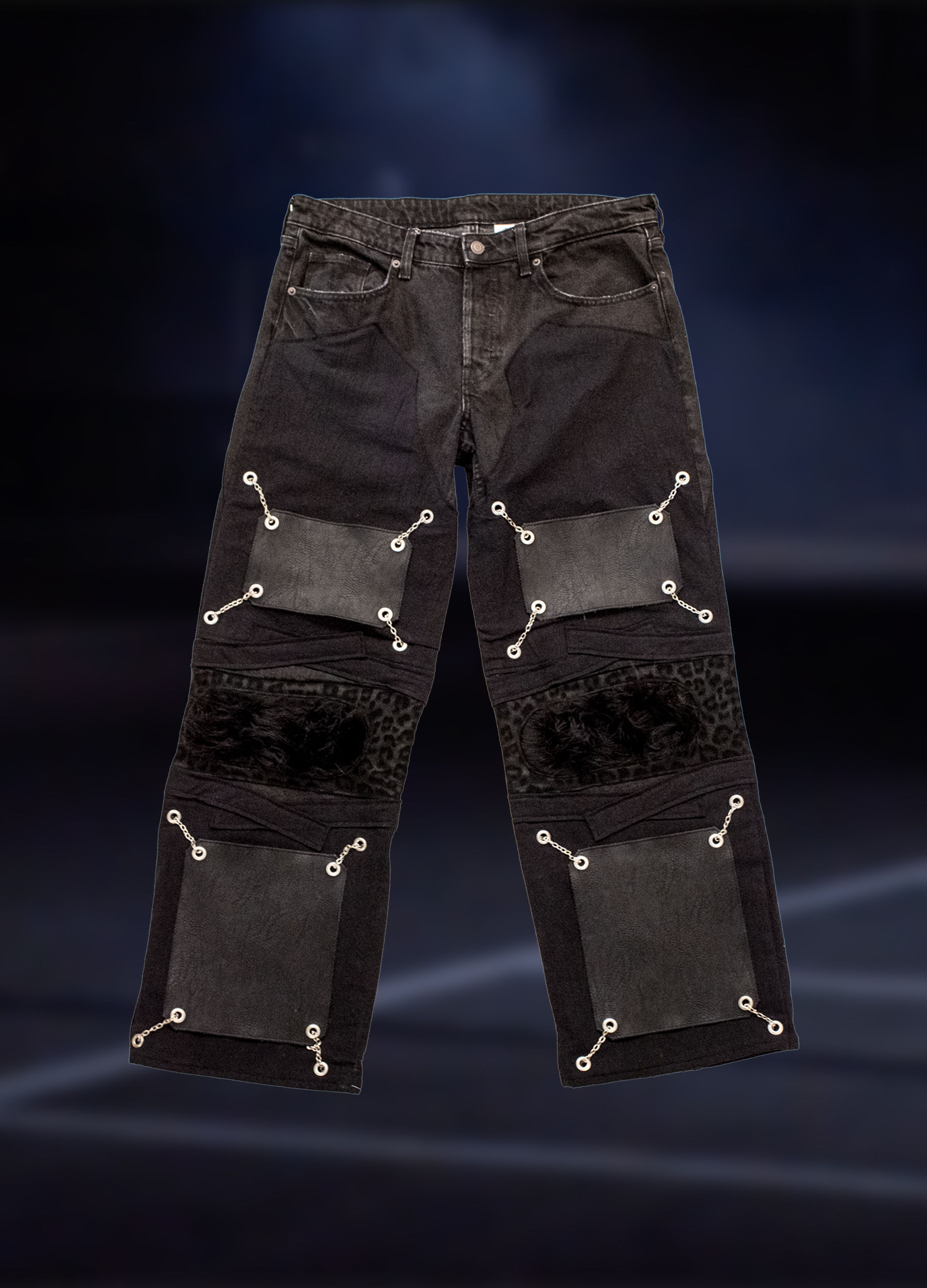 CHAIN PATCHED PANTS