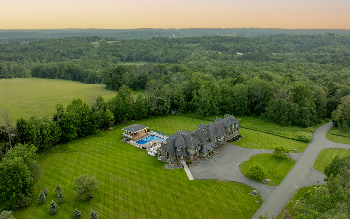 Hilltop Mansion, an 11-bedroom vacation home on the Hilltop compound in the Pocono Mountains