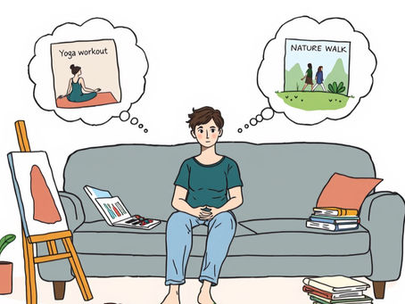 In ADHD rest can feel hard and bring up anxiety. It can lead to decision paralysis. Too many things to choose from.