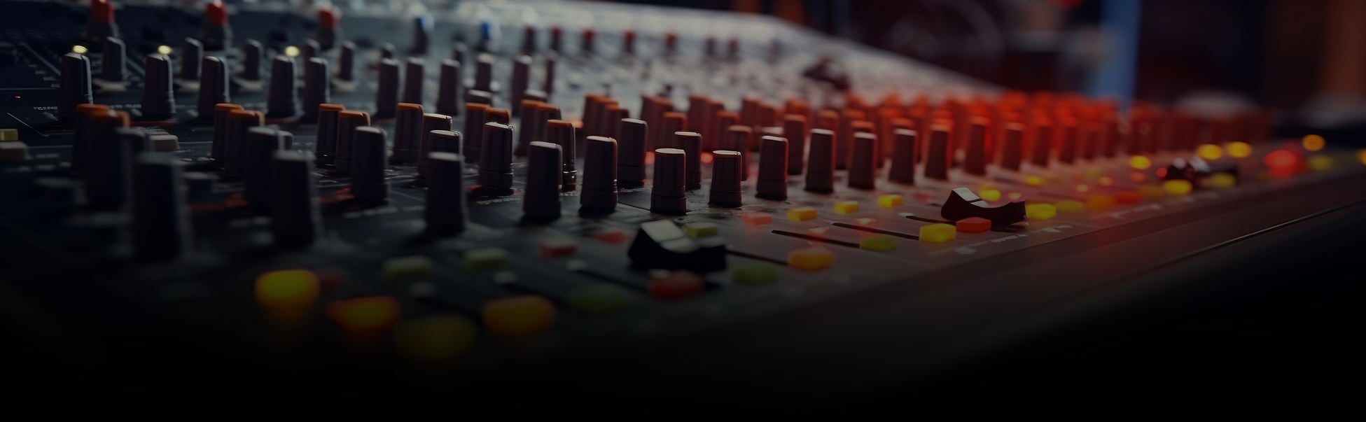 Professional audio mixing console in studio