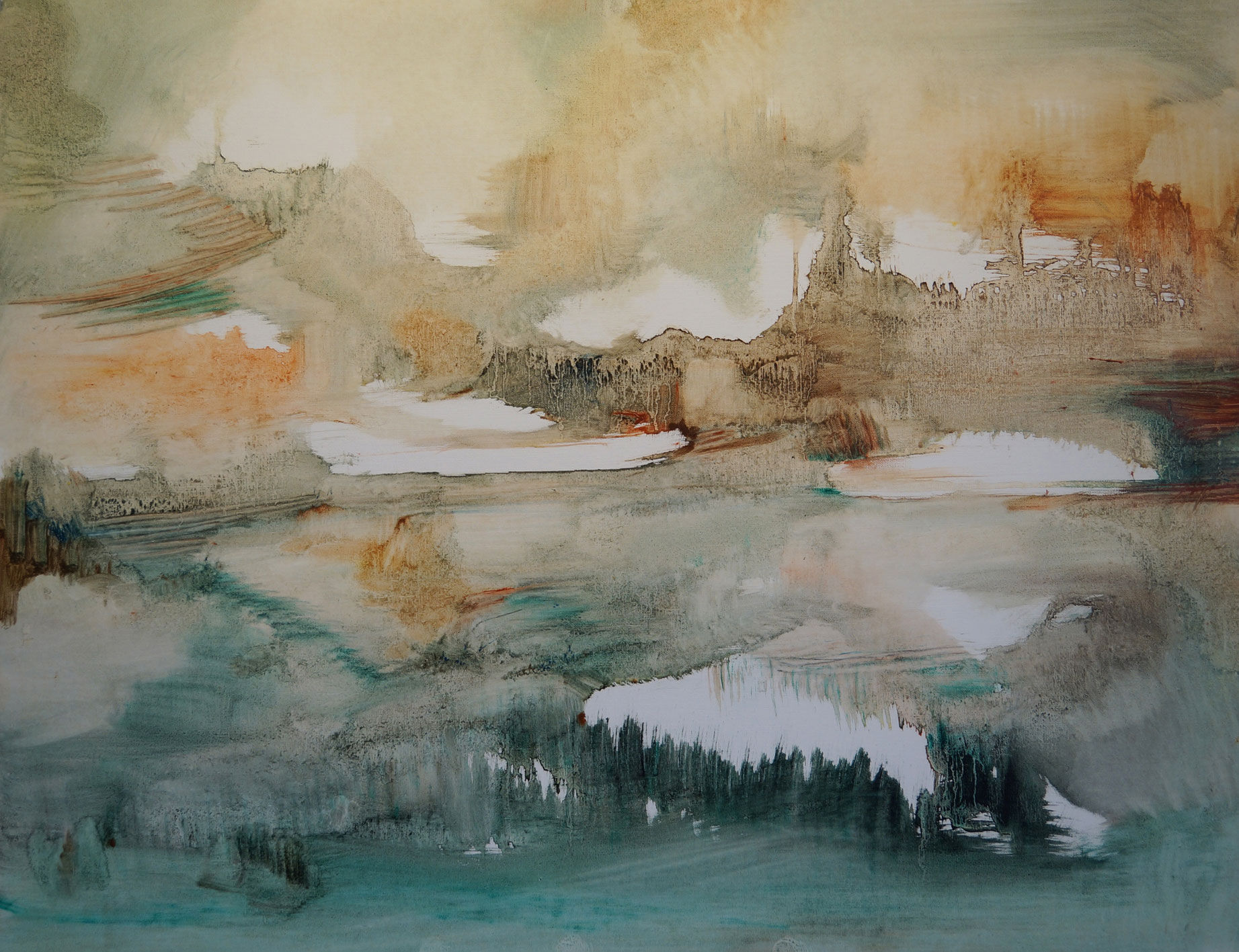 Composition 644, 2017, huile sur papier toilé 50 x 65 cm