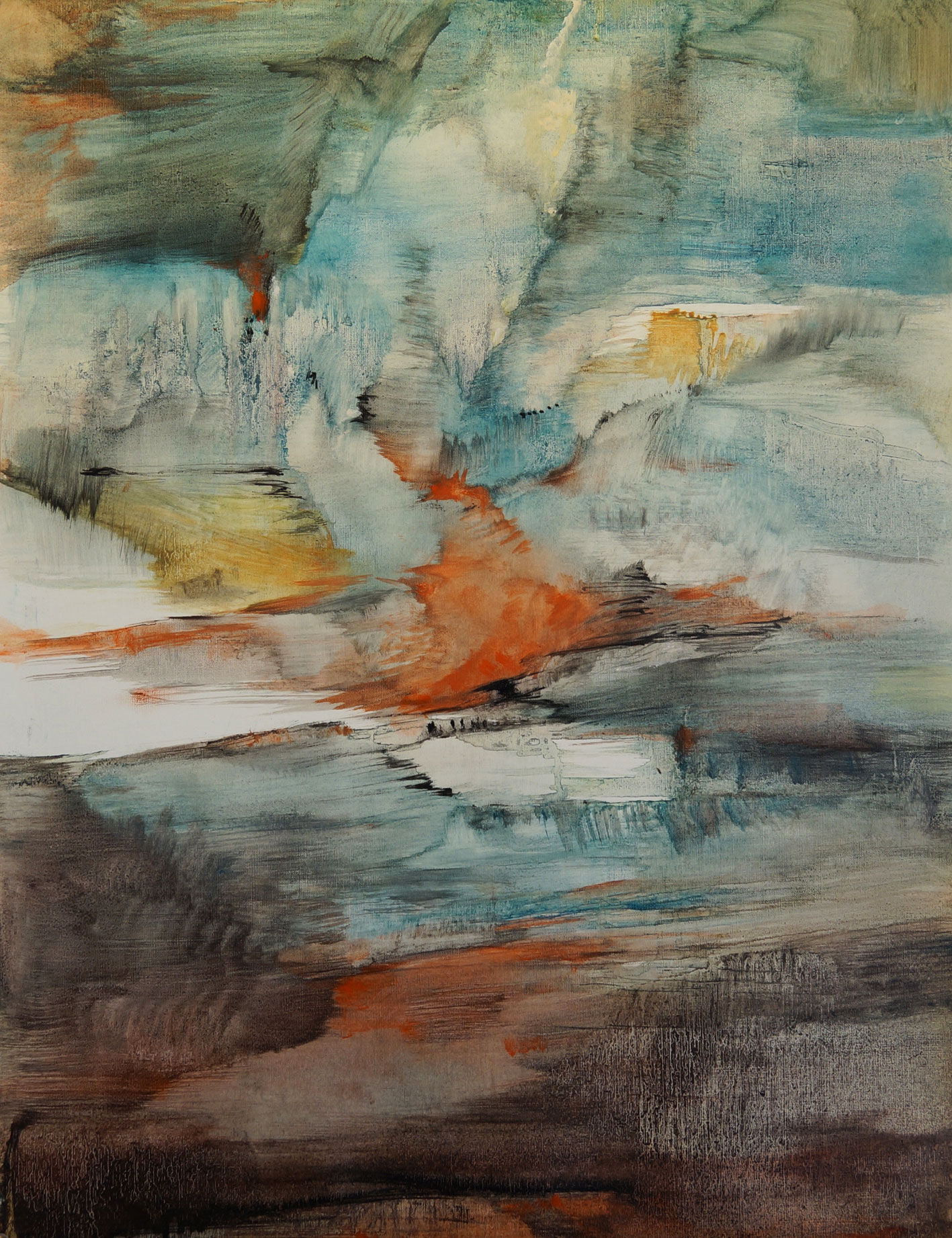 Composition 635, 2017, huile sur papier toilé 50 x 65 cm