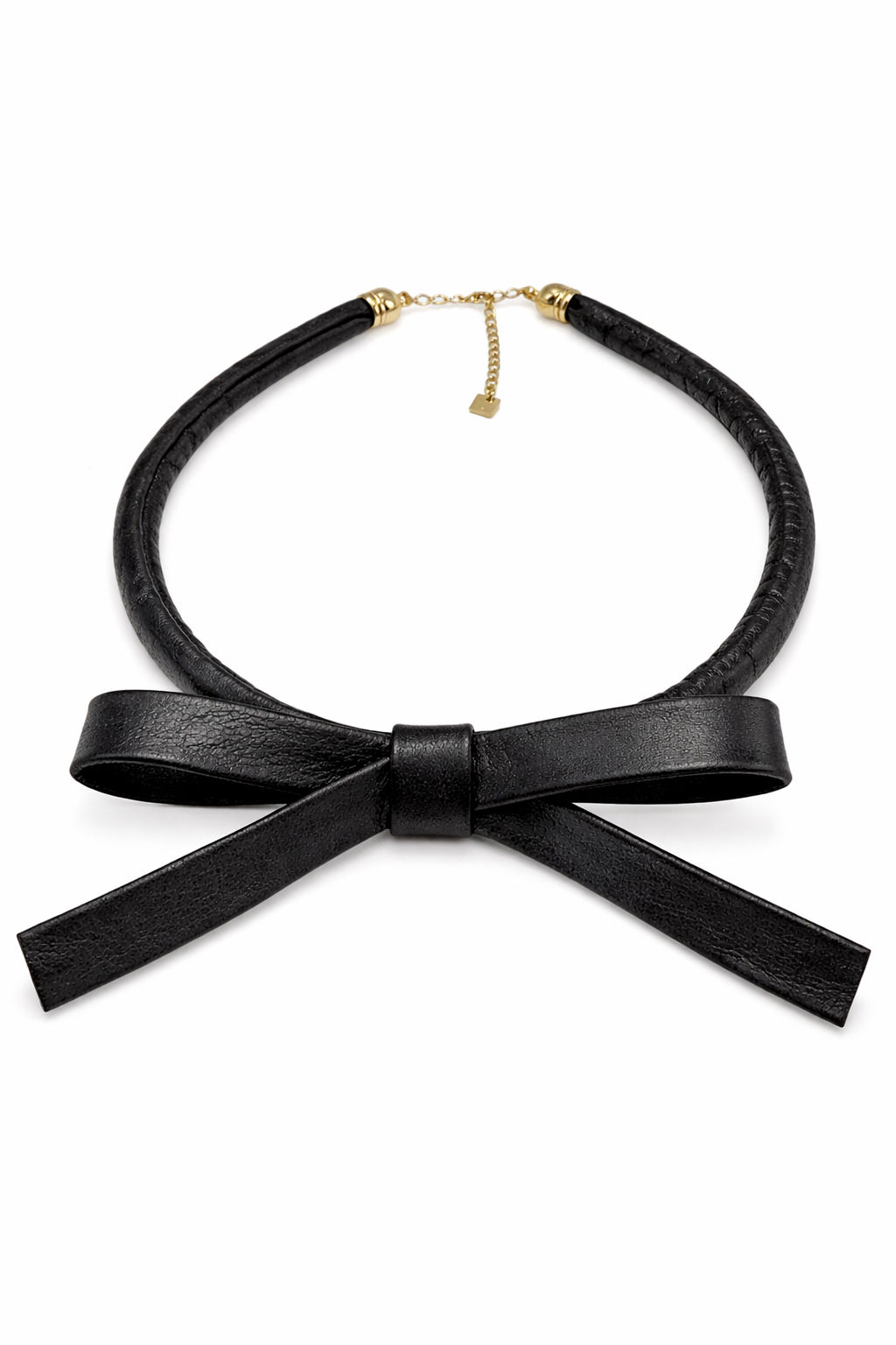 Colar Laço - Couro Legítimo - Preto