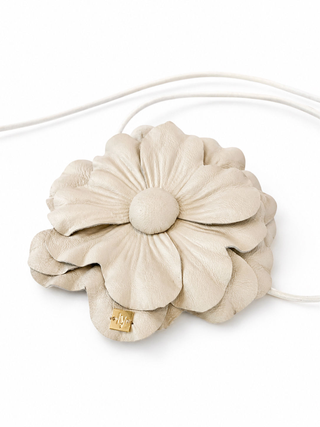 Hair Clip flor couro legítimo off white - Nice
