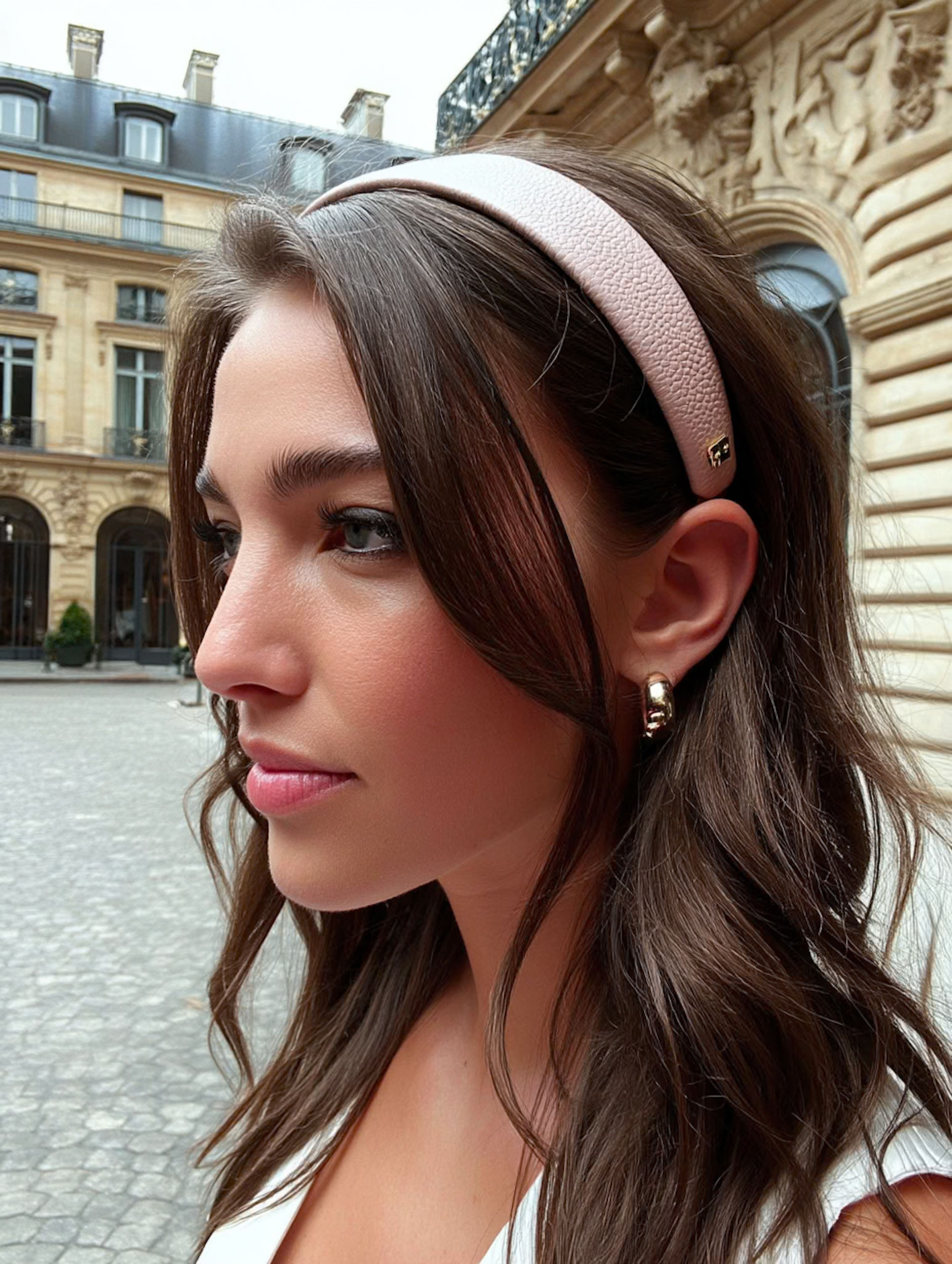 Tiara couro Legítimo - Succès Rosa blush