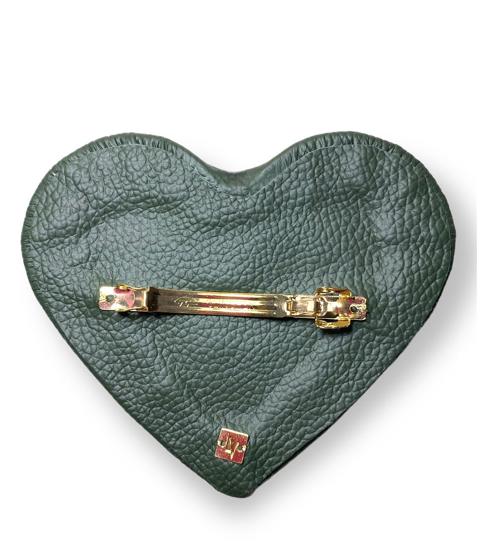Miniatura: presilha de coração, hair clip de coração, fivela de coração, acessório couro, acessório couro legítimo, presilha verde