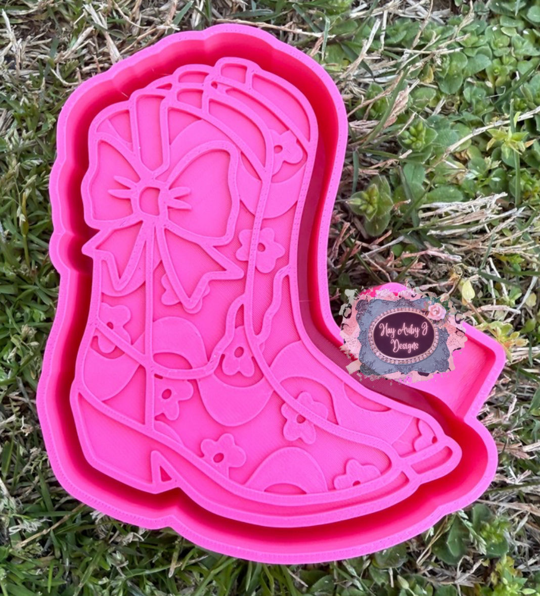 Floral Bow Cowgirl Boot Silicone Freshie Mold