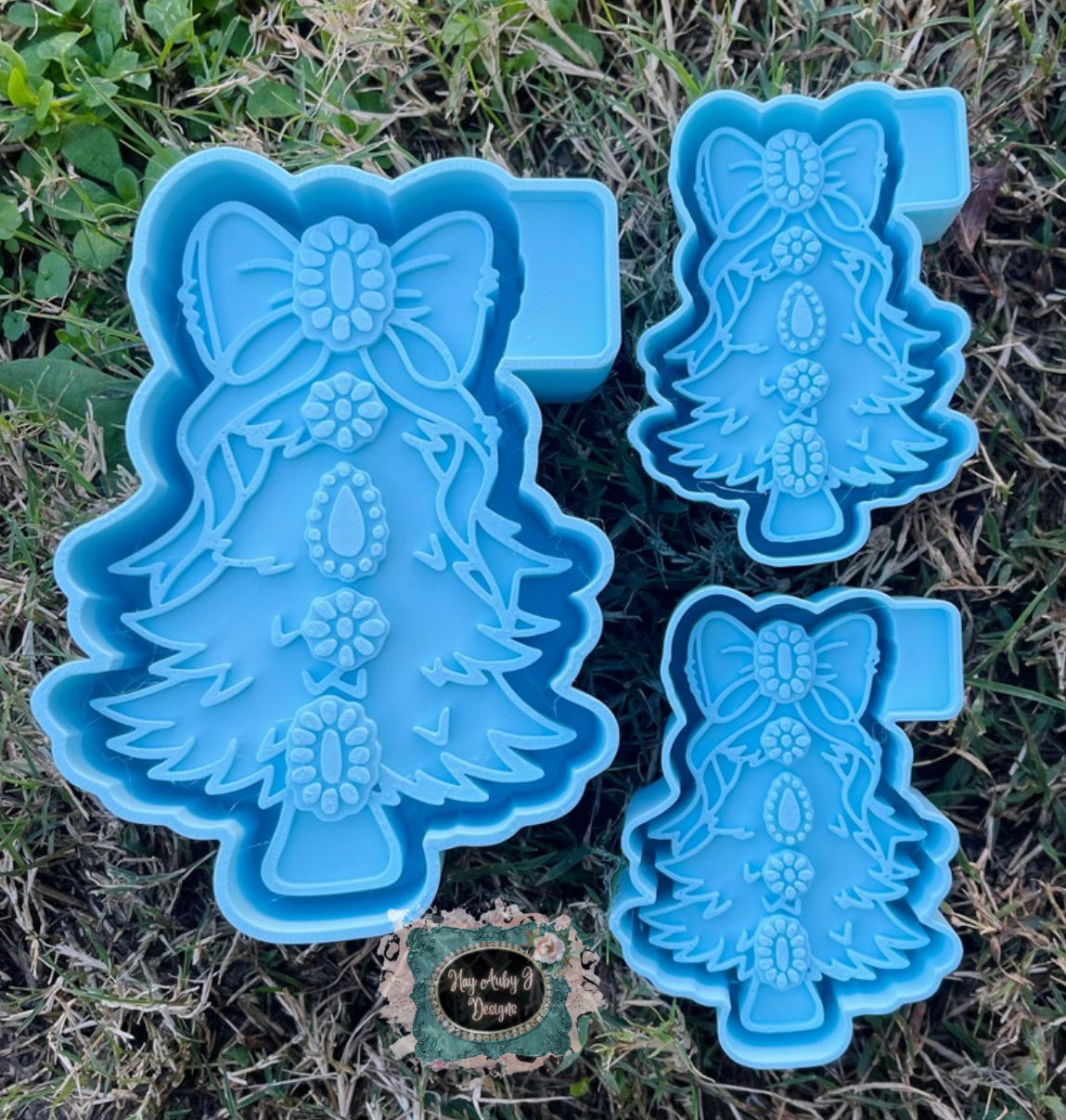 Turquoise Christmas Tree Full Size And/Or Vent Clips Set Silicone Freshie Molds