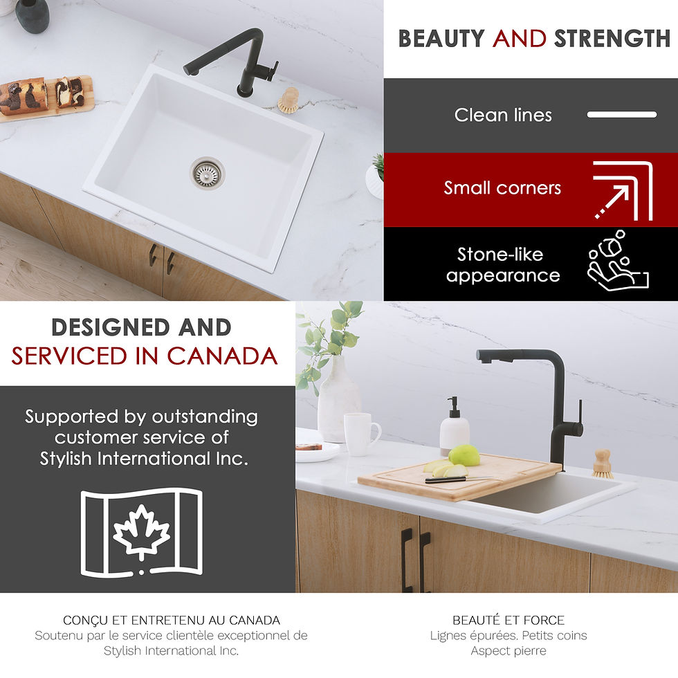 Thumbnail: STYLISH 22'' ASPEN S-822H White Composite Granite Kitchen Sink