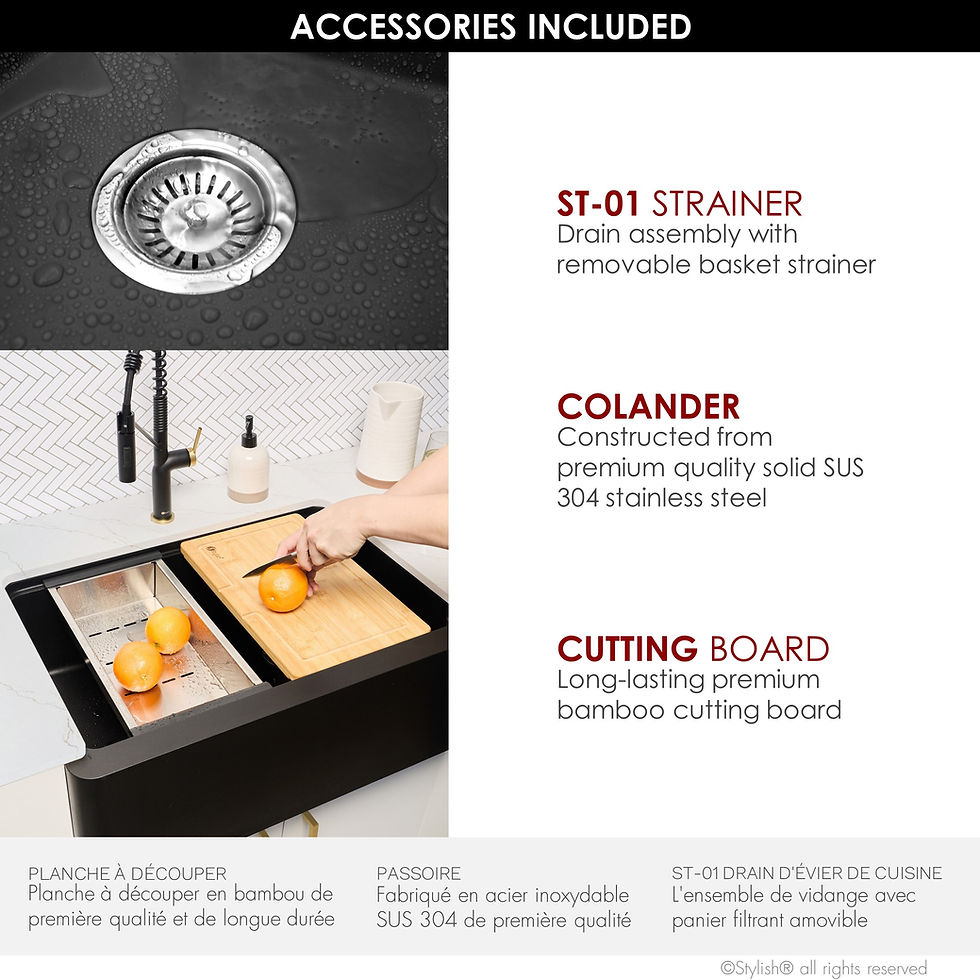 Thumbnail: STYLISH 30'' BRONTE S-830WN Black Composite Granite Apron Kitchen Sink