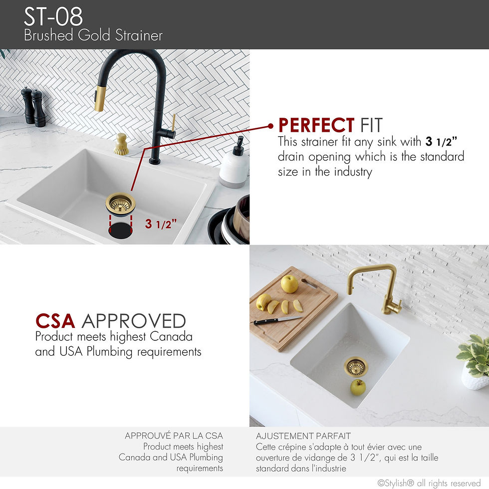 Miniature : STYLISH BRUSHED GOLD STRAINER ST-08