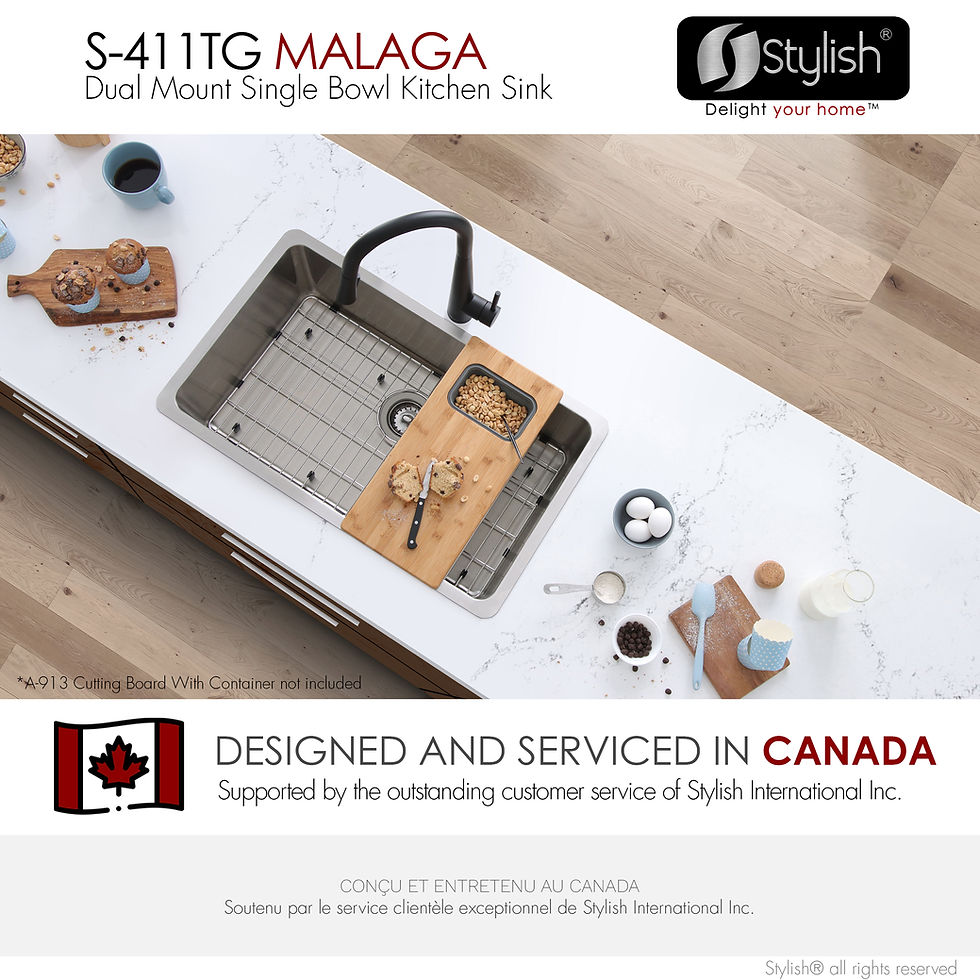 Thumbnail: STYLISH 30'' MALAGA S-411TG-3 Single Bowl Kitchen Sink