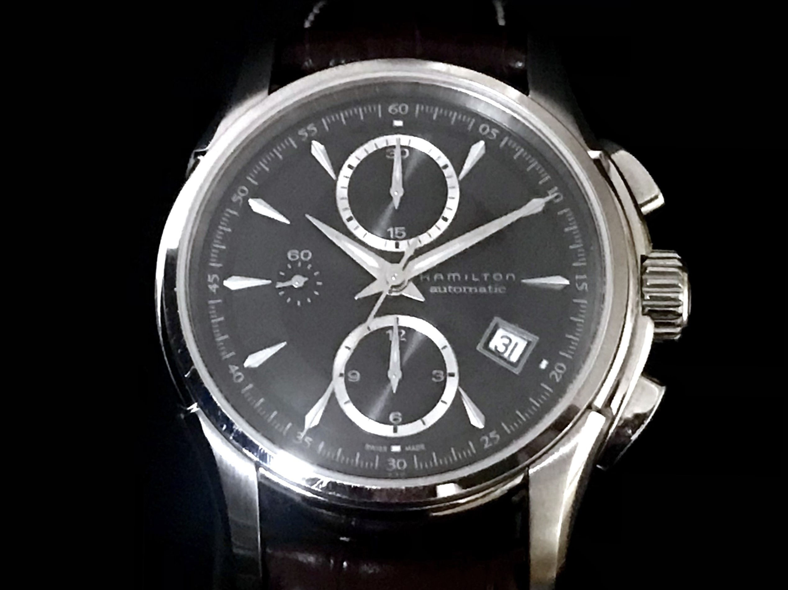 HAMILTON ハミルトン ジャズマスター H32616533 文字盤ブラック 自動巻 革ベルト 腕時計 メンズ 保証書/取扱説明書/ケース/箱あり1