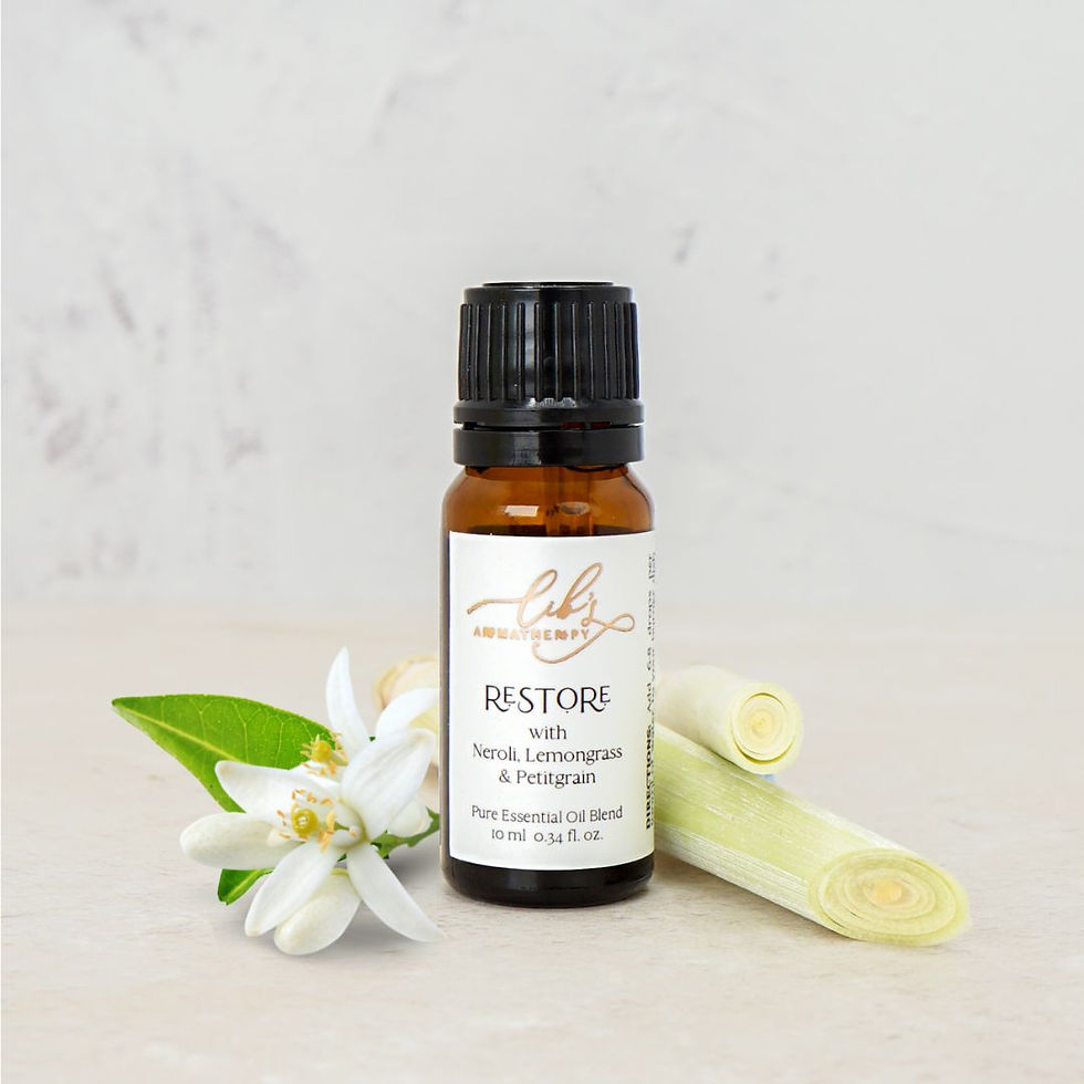 Restore essential oil blend with neroli flower and fresh lemongrass, natural aromatherapy oil by Lib’s Aromatherapy