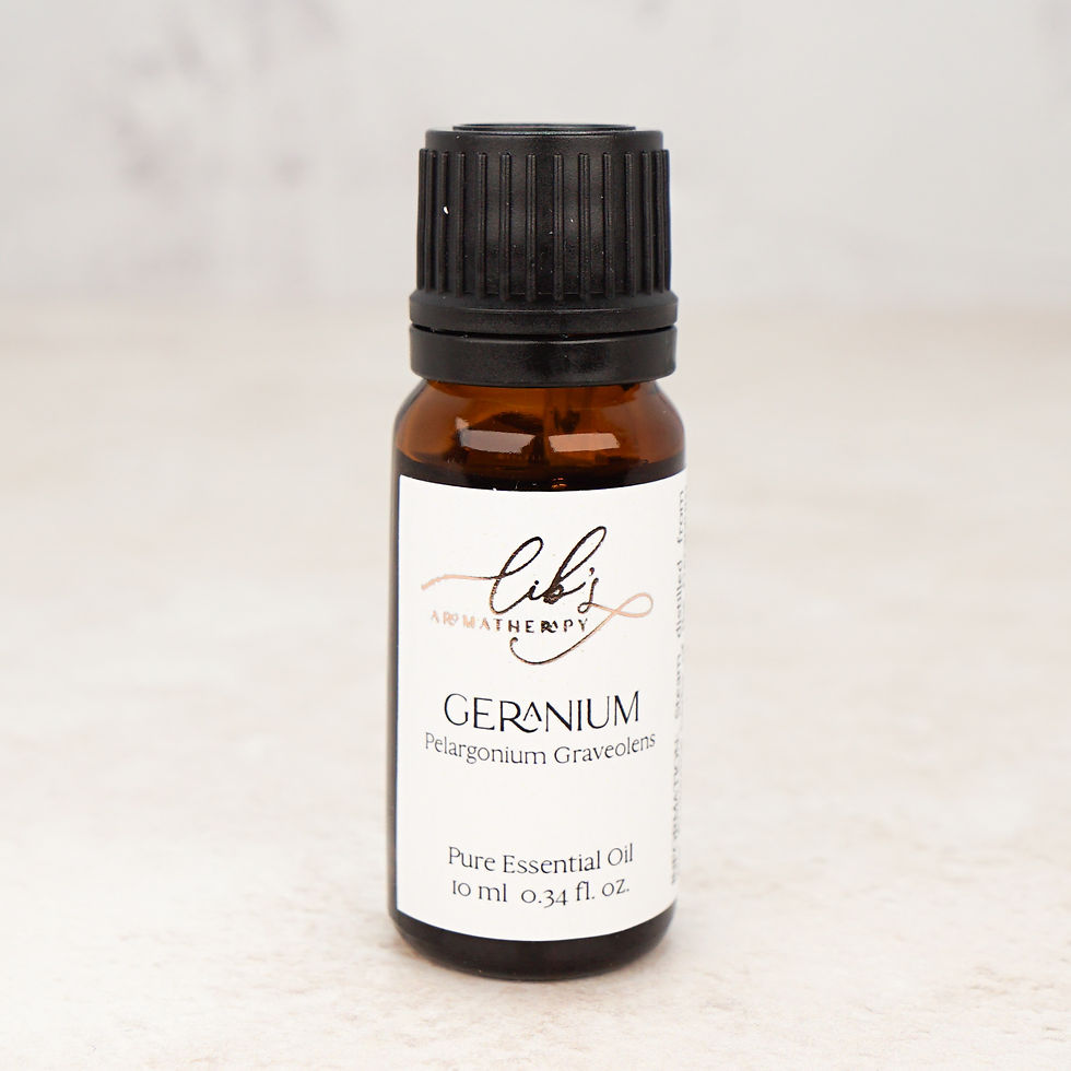 Thumbnail: A bottle of Geranium essential oil front view.