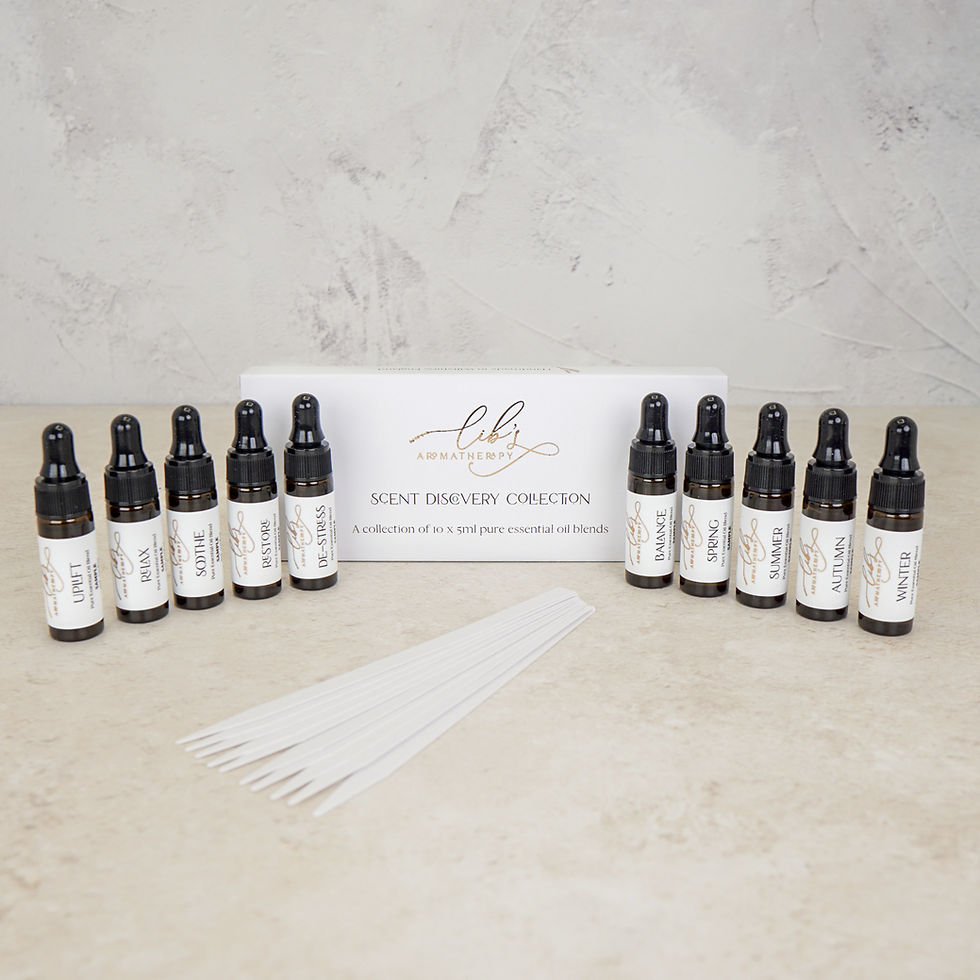 Trade scent discovery collection featuring 10 pure essential oil blends with scent strips for wholesale and spa enquiries.