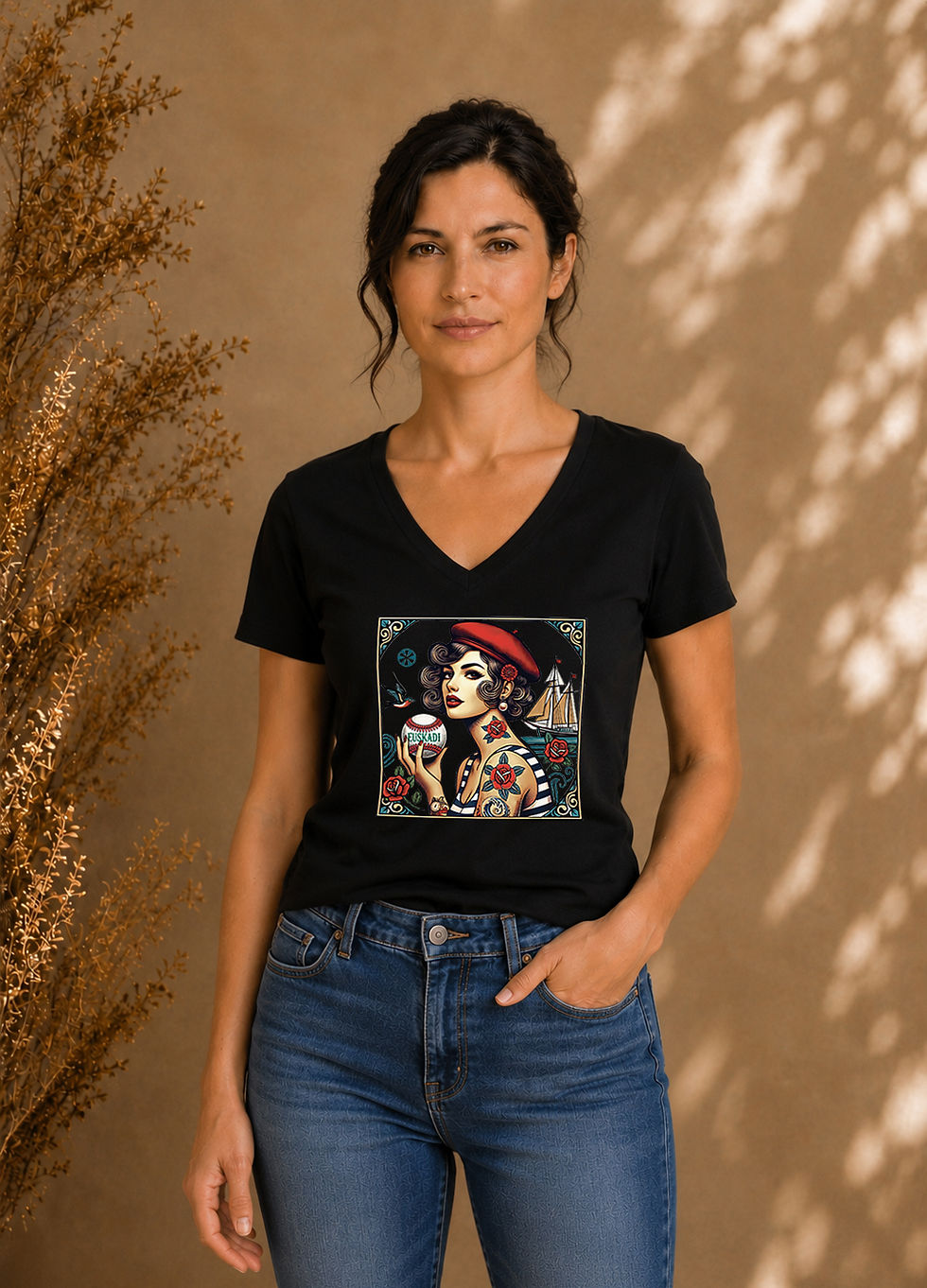 Miniature : FEMME T-SHIRT COL V EUSKADI