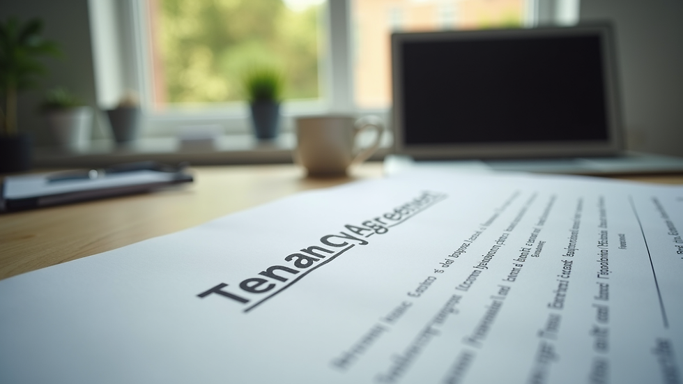 Close-up view of a tenancy agreement document on a table