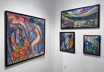 4 paintings hung at the gallery