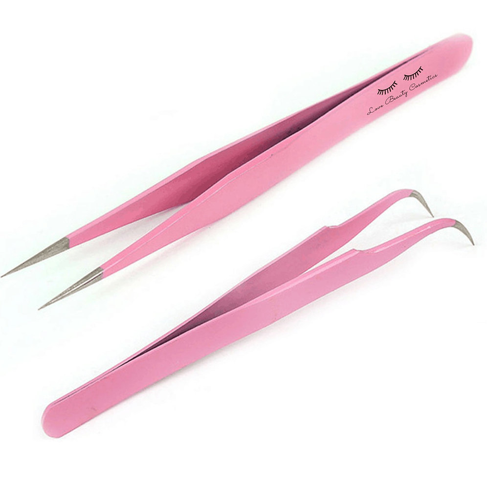 NEW PINK TWEEZERS PAIR CLASSIC lovebeautycosmetics