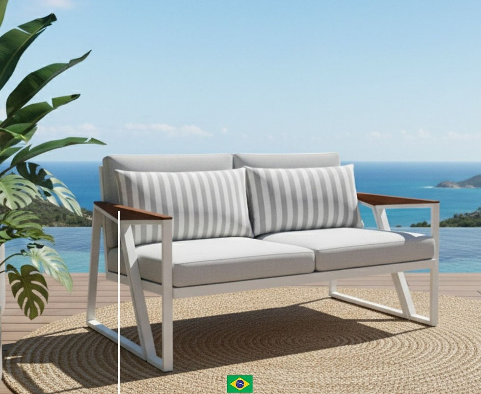 Miniatura: SOFÁ DE TERRAZA | SCALENE - 2 LUGARES | GRIS C/COJINES A RAYAS | ALUM. OFF-WHITE