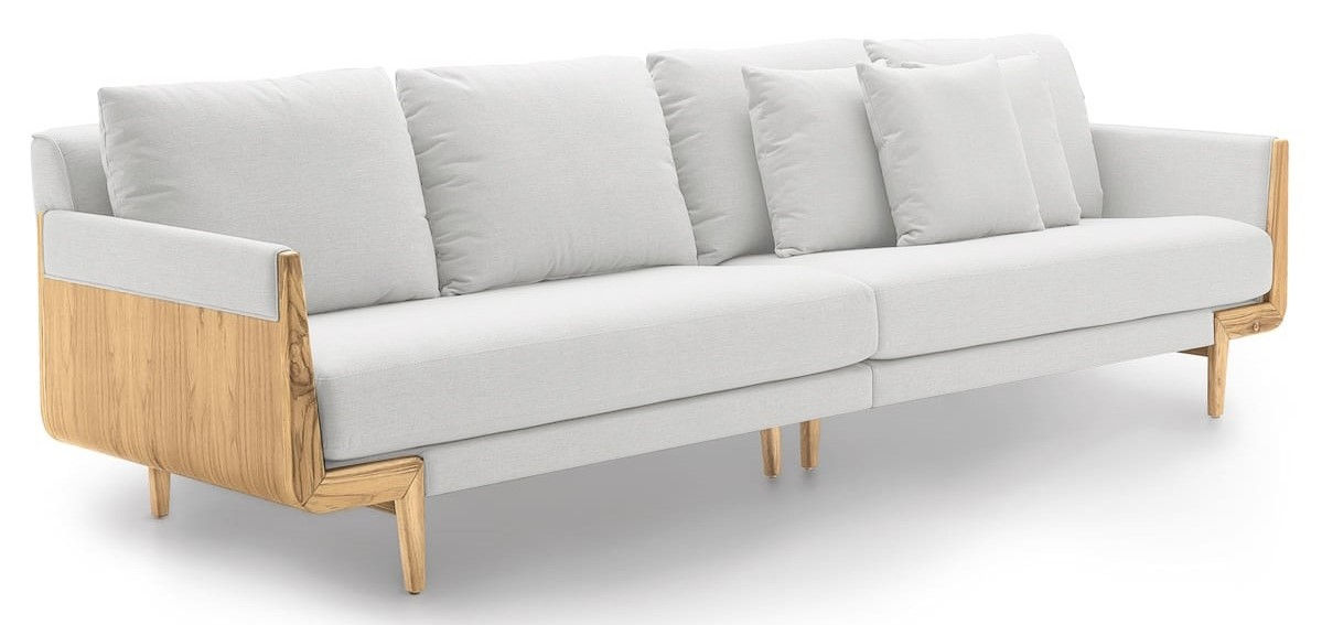 SOFÁ | CIGNO | 4 LUGARES | MADERA TECA | TELA GRIS C-2820